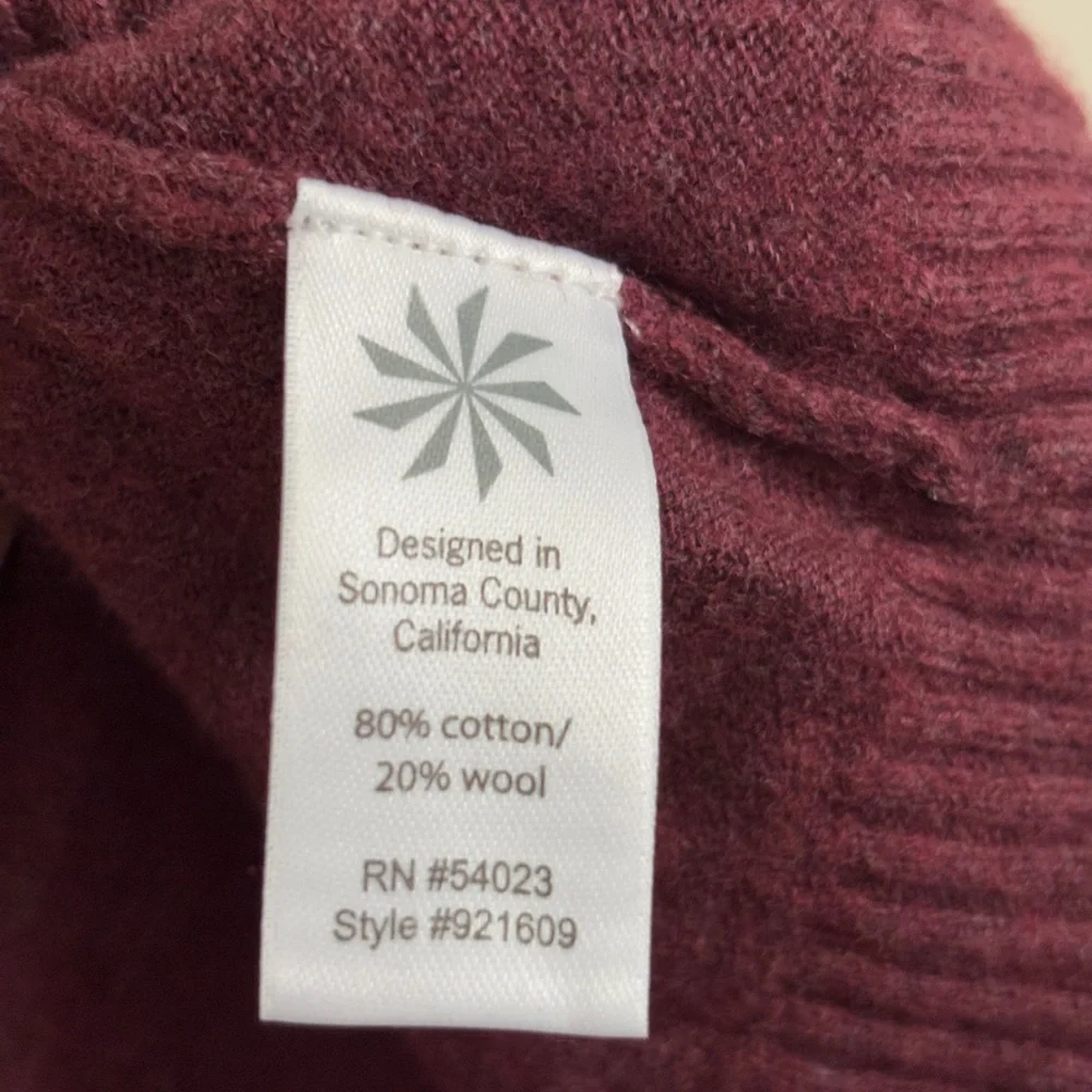 Athleta Womens Small Turtleneck Sweater WOOL COTTON Purple Red Burgundy Athletic